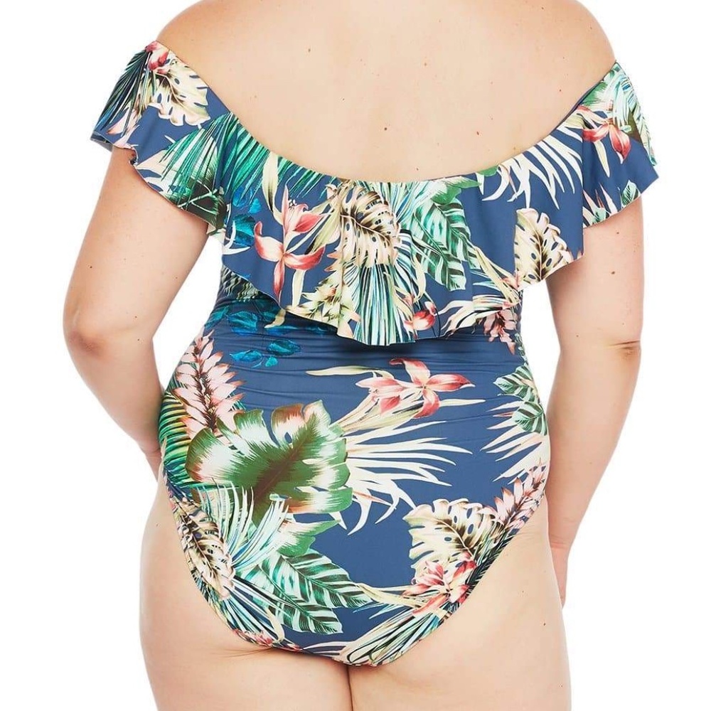 NWT $134 LA BLANCA 22W TROPICAL RAIN OFF SHOULDER - Picture 9 of 10